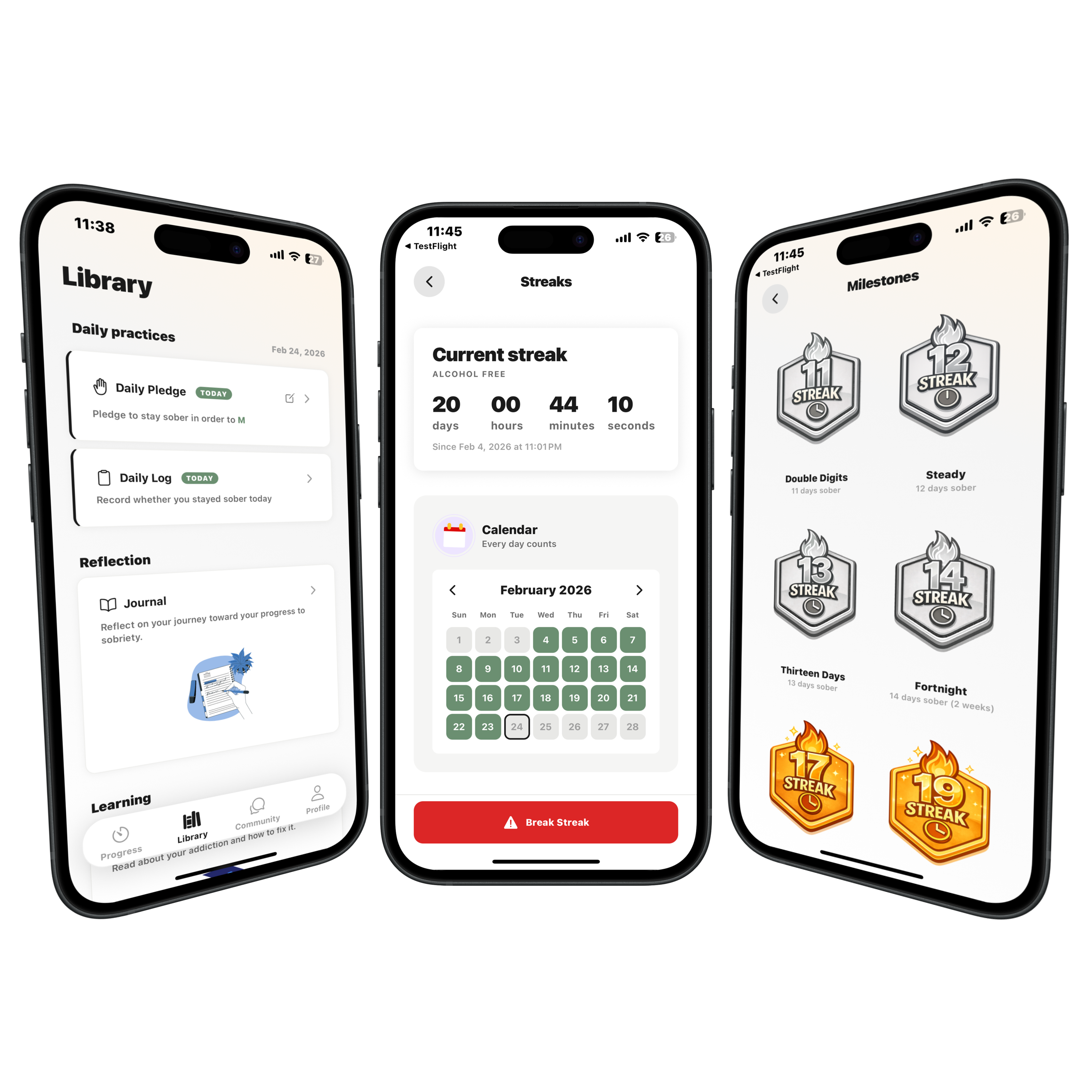 Preview of the Soberly app on mobile phones
